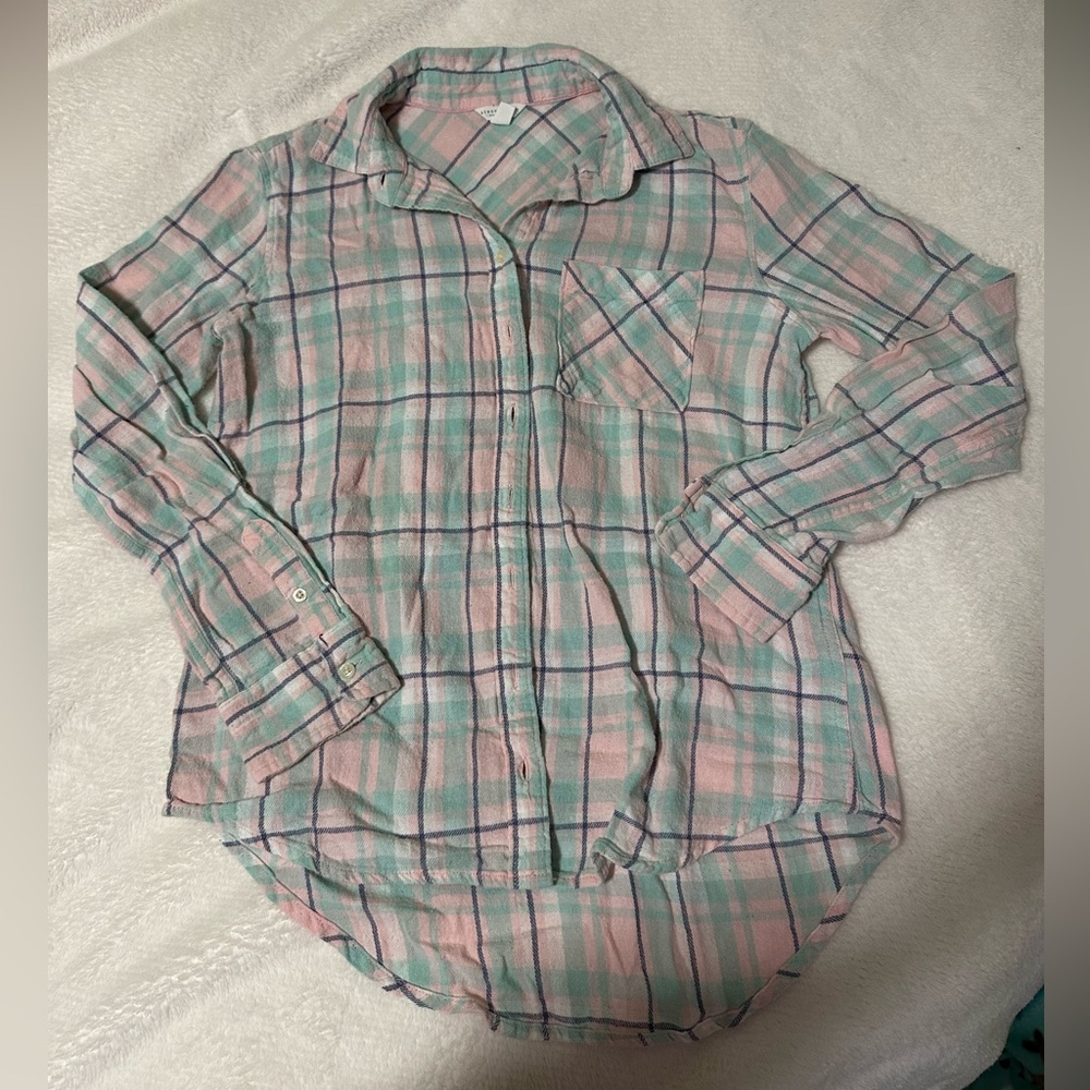 Aeropostale Pink and Green flannel shirt
